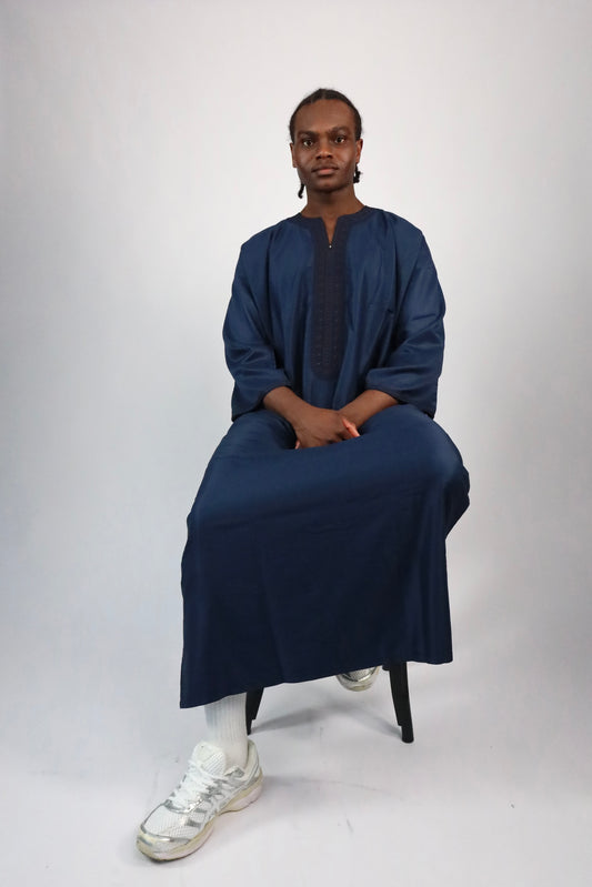 MOROCCAN THOBE - NAVY BLUE